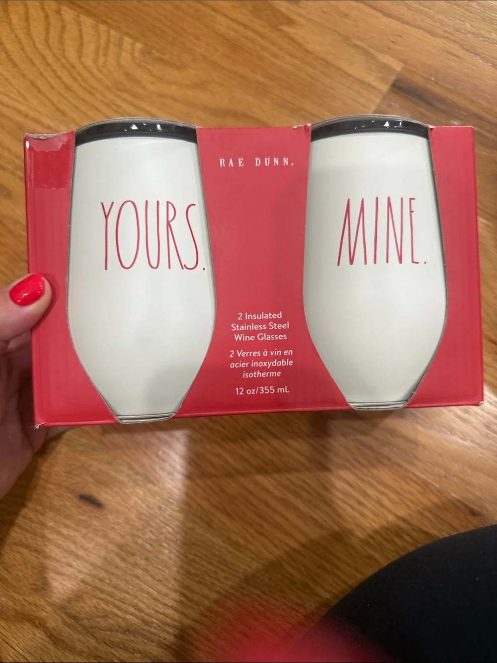 Rae Dunn White Insulated Stainless Steel Wine Glasses - 